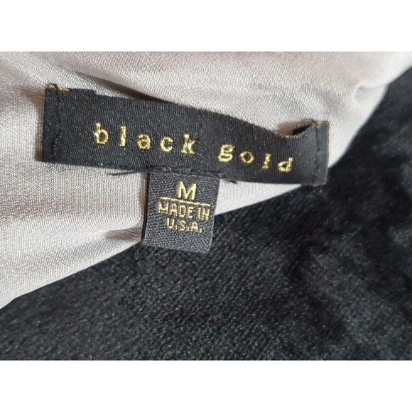 Black Gold Women Sequin Polyester Round Neck Short Sleeve Top Blouse Size Medium - Picture 8 of 11